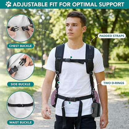 PetAmi Adjustable Cat & Dog Front Chest Carrier Backpack, Ventilated for Hiking & Camping, Max 10 lbs, Purple