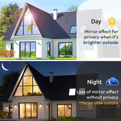 rabbitgoo Window Privacy Film One Way Window Tint for Home, Removable Reflective Heat Sun Blocking Anti UV Glass Door Covering, Mirror Tinting Film House Office, 23.6 in X 9.8 Feet, Silver
