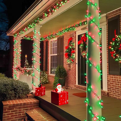 JMEXSUSS 200 LED Red and Green Halloween Lights Outdoor, 66ft Christmas String Lights Indoor Clear Wire Plug in for Bedroom Party Christmas Tree Halloween Decorations
