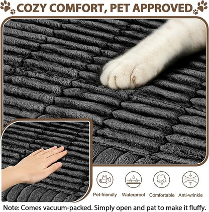 FUANGUI Waterproof Couch Cover Sofa Cover for Dogs and Pets Sofa Protector | Non-Slip Washable Fuzzy Soft Cat Bed Sofa Slipcover for 2-3 Cushion Couch Sofa Pet Friendly, Dark Grey, 27.6" x 82.7", 1 pcs