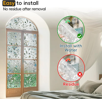 Rainbow Window Privacy Film Decorative, Stained Glass Window Tint for Home, 3D Decals Window Clings for Glass Windows, Static Cling Window Sticker, Suncatcher Window Cover,45.2" by 78.74"
