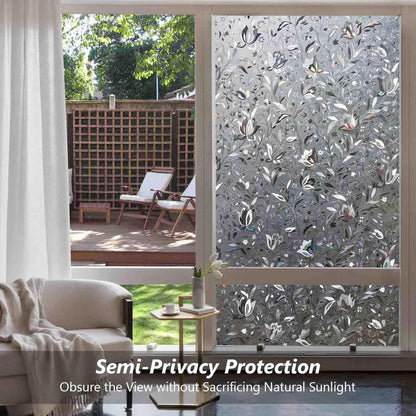 Kromapolis Window Film, Window Privacy Film Frosted, Vinyl Glass Covering, Stained Glass Decorative Film, Static Window Clings, Non-Adhesive (Grayish Black, 35.4 x 78.7 inch)