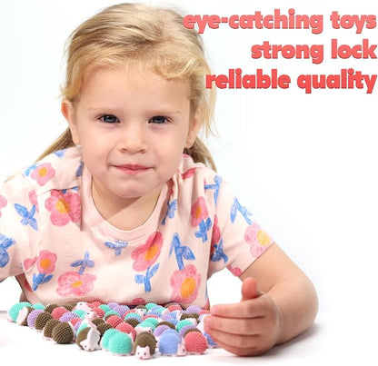 Hedgehog Mini Toys for Kids in Capsules - 100 Pcs of 1.1 Inch Plastic Capsule & Hedgehog Toy Figurines for Kids - Bulk Toys in Capsules - Easter Basket Stuffers