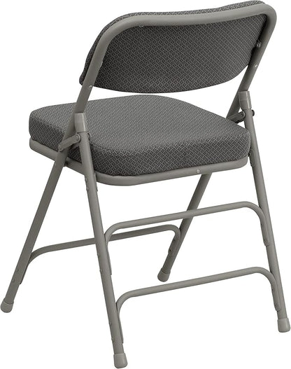 Flash Furniture Hercules Series Metal Folding Chairs with Cushioned Seats, Fabric Upholstered Event Chairs, Set of 2, Gray