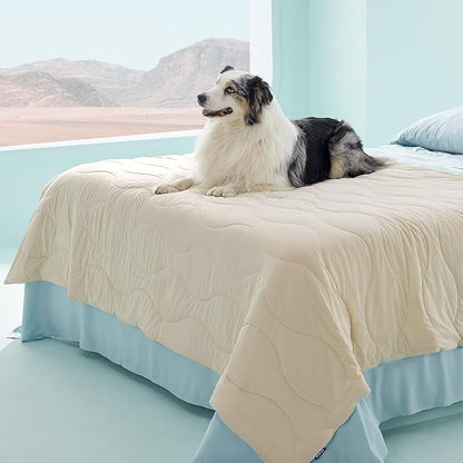 Bedsure Premium Cooling Dog Blankets for Bed - Q-MAX>0.5, Breathable Summer Washable Cold Pet Mat, Soft Durable Self Cooling Dog Mat for Hot Weather, Gentle Cream, 60x80