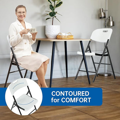 4 Pack Thicker 800 LBS White Folding Chairs, Commercial Grade Folding Chair, Foldable Chairs for Events