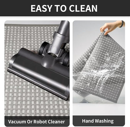 Large Kitchen Runner Rugs Long Kitchen Mat Non Slip Washable, Super Absorbent Soft Chenille Braided Kitchen Mats for Floor, Rubber Backing Kitchen Sink Standing Mat, Easy Clean, Gray 36"x71"