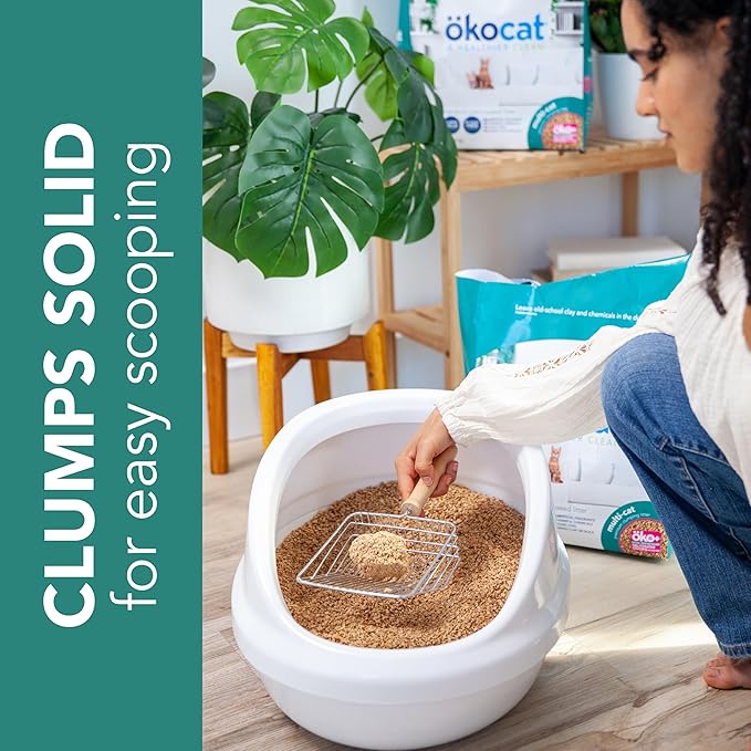 ökocat Multi-Cat Wood Clumping Cat Litter, Unscented, 18.8 pounds - Natural Ingredients, Obliterates Odors with Natural Odor Neutralizer, Clumps Solid, 99% Dust Free, Great for Multiple Cats
