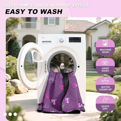WanpeeGoo Washable Pee Pads for Dogs Mat, 2 Pack Absorbent Reusable Training Dog Pads Pet Puppy Pads, Non-Slip Potty Pads for Whelping, Playpen, Crate, Bed, Purple 32"x52"