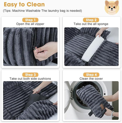 MIXJOY Dog Car Seat for Small/Medium Dogs up to 25 lbs, Multi-Functional Dog Carrier for Car with Detachable Washable Cover, Pet Travel Bed with Clip-On Safety Leash, Grey
