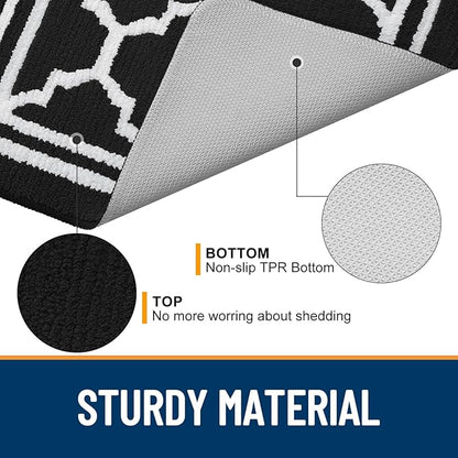 Buganda Indoor Door Mat, Dirt-Resistant and Absorbent Doormat, Anti-Slip, Low Profile Floor Mats for Inside Entryway, Front, and Back Door Entrance (48x32 Inches, Black)