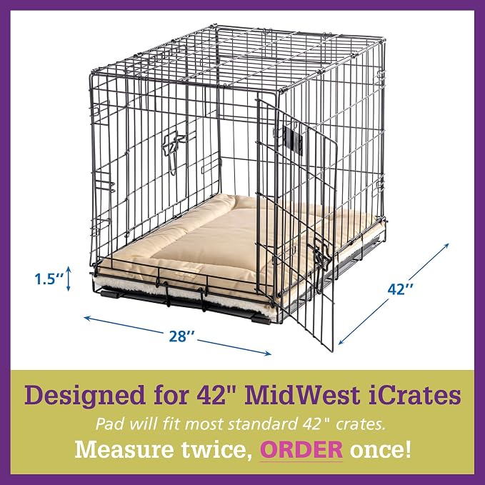 Pet Dreams Dog Crate Pad - Washable Kennel Mat, Crate Pads for Dog Cages, Non-Toxic, Flat Indoor Cat Bed, Fits iCrate 18, 24, 30, 36, 42, 48 Inches (Denim, X Large, 42")