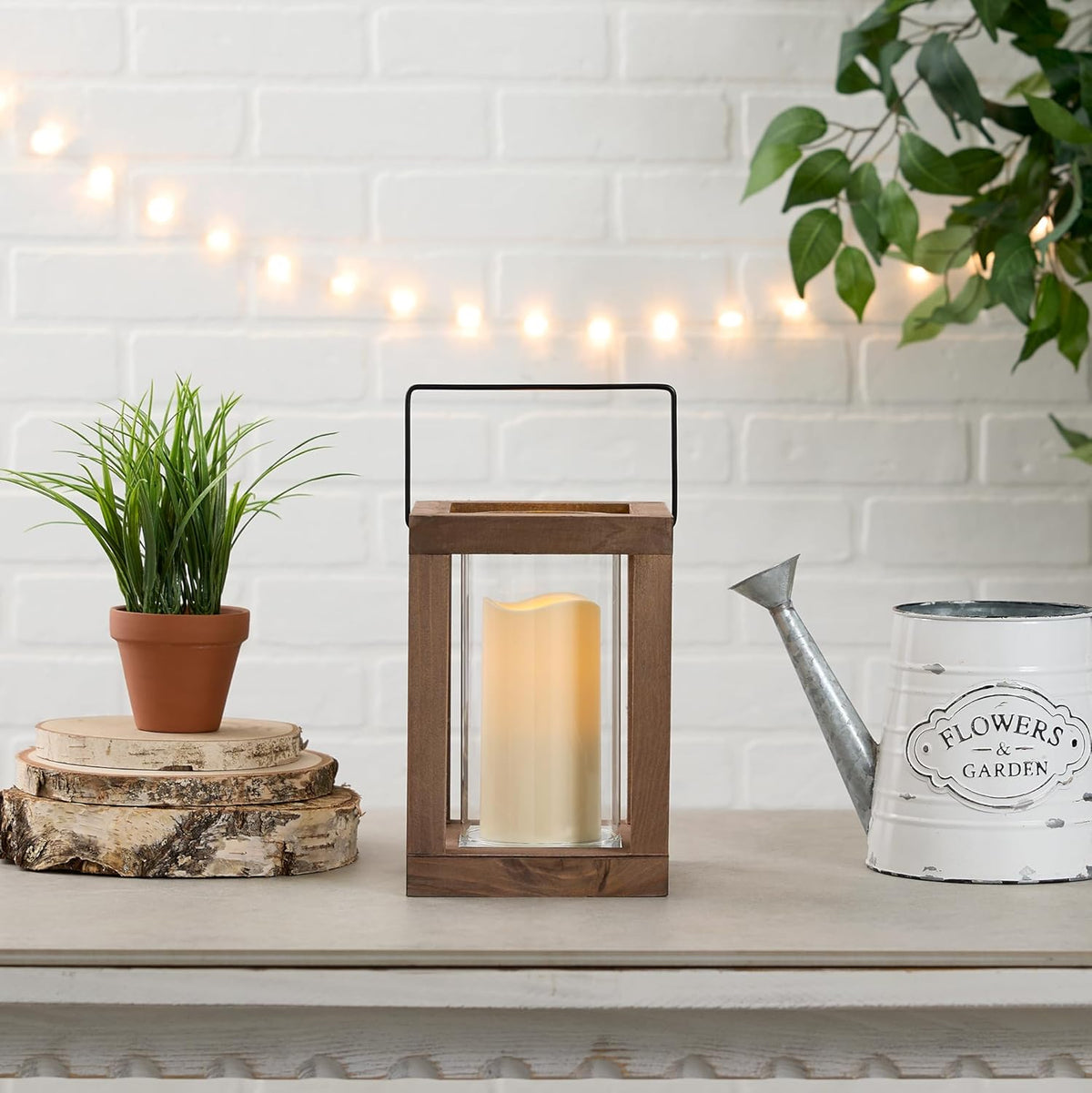 Zingz & Thingz Wooden Candle Lanterns, Decorative Light Home Decor, 9" Tall, Rustic Garden