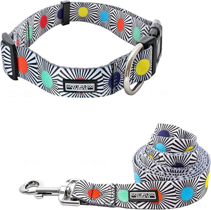 Lucky Love Dog, Adjustable Fun Style Collar and Leash Set for Dogs, Bright Color Matching Dog Collar and Leash - (Medium, SOCO Combo)