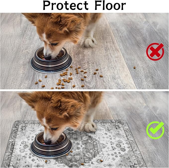 Pet Food Mats for Floor, Absorbent Dog Mat for Food and Water Dispenser Mat, Dog Food Mat Quick Dry Cat Food Mat Pet Supplies