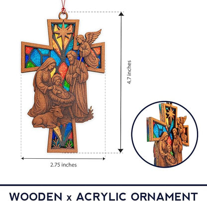 Christmas Cross Ornaments for christmas1 Tree 2025 - Christian Ornaments for Christmass Tree - Christmass Ornament Clearance - Jesus ornamentt for Christmass Trees, Nativity Ornament