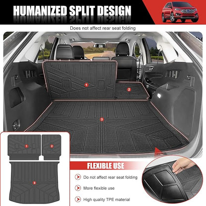 Cargo Mat with Seat Back Cover Fit for 2015-2024 Ford Edge 5 Seats Accessories, Cargo Liner Trunk Mat TPE Trunk Liner Seat Back Protector Cargo Cover for Ford Edge(Cargo Mat+Seat Back Cover)