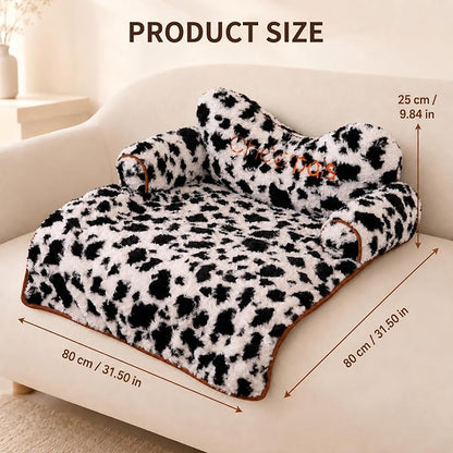 CHEERPALS Dog Bed Couch Cover Sofa Protector for Dogs, Pet Mat Calming | Removable Washable Cover, Fluffy Soft Cushion, Non Slip, Large Dog Bed for Sectional Sofa & Loveseat(Black&White, Medium)