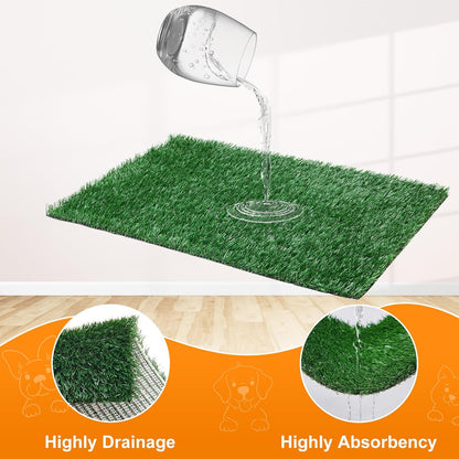 LOOBANI Dog Grass Pad with Tray - Dog Litter Box - Indoor Potty for Apartment and Patio Training - with 2 Packs Grass Pee Pads for Replacement, 16×20 Inch