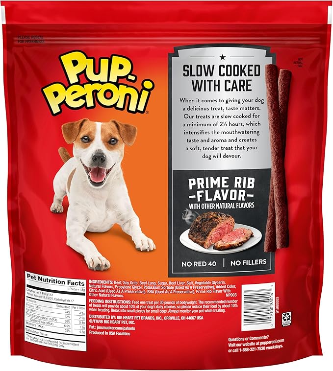 Pup-Peroni Dog Treats, Prime Rib Flavor, 38 Ounce, Made with Real Steak