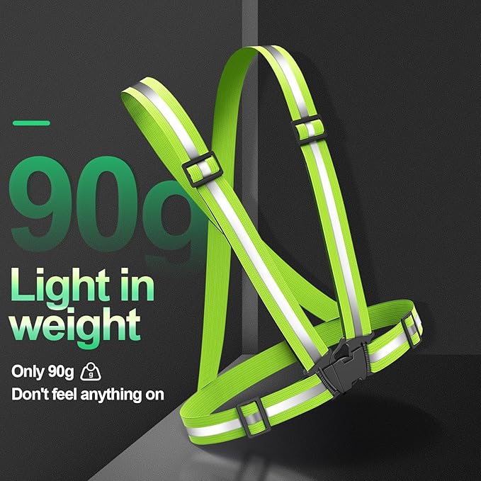 2 Packs Reflective Vest Running Gear, High Visibility Reflective Running Gear Adjustable Elastic Safety Vest for Night Jogging, Biking, Walking or Dog Walking, Running Vest for Men Women Children
