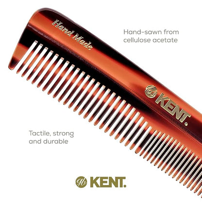 Kent R7T Double Tooth Comb, Fine/Wide Tooth for Hair, Beard and Mustache Grooming, Coarse/Fine for Men, Women and Kids - Saw Cut, Hand Polished, Handmade in England (3 pack)