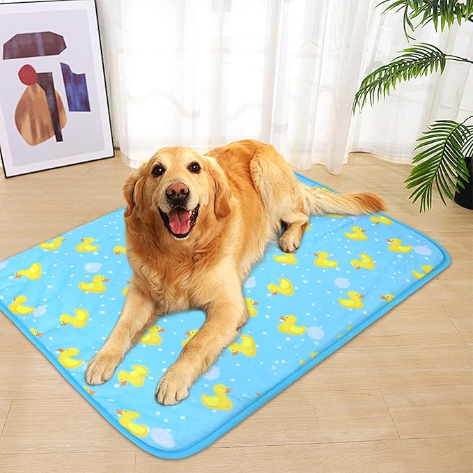NACOCO Summer Pet Cooling Mat - Cat Dog Cushion Pad Sleeping Cool Ducks Comfortable Soft for Pets Kids and Adults (Blue Duck, L)