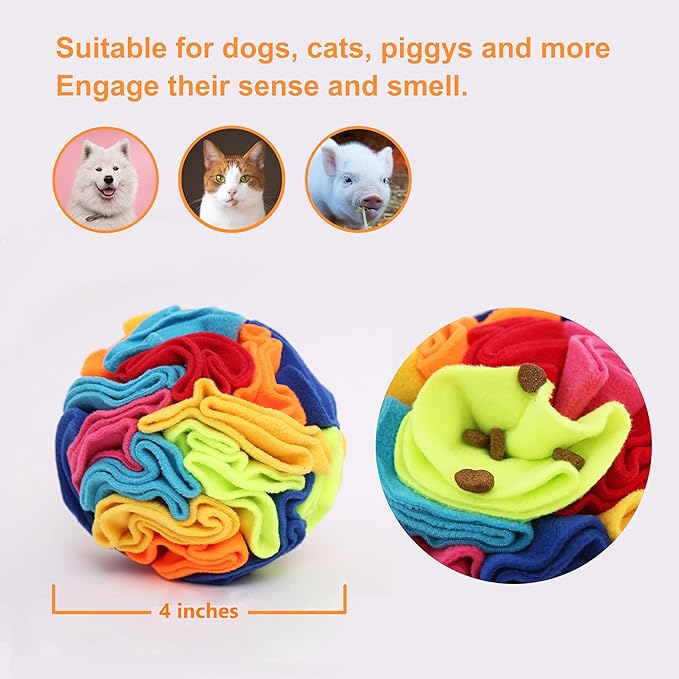 Snuffle Ball - Snuffle Ball for Small Dogs, Interactive Dog Toys to Keep Them Busy, Puppy Dog Puzzle Toy with Storage Bag Machine Washable