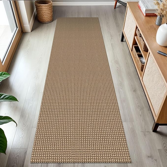 KOZYFLY Boho Runners for Hallways 2x7 ft Washable Kitchen Runner Non Slip Rubber Backed Hall Runners Cotton Entryway Runner Rugs Floor Carpet for Indoor Backdoor Bedroom Kitchen, Tan/Orange/Brown