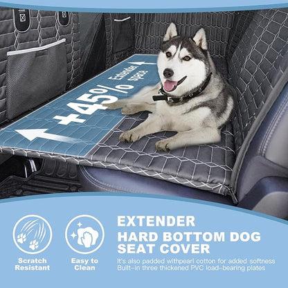 Reliadura Back Seat Extender for Dogs Truck, Large Hard Bottom Car Seat Cover for Dogs, Waterproof Dog Hammock for Full Size Truck for Ford F-Series/RAM 1500/Silverado/Sierra