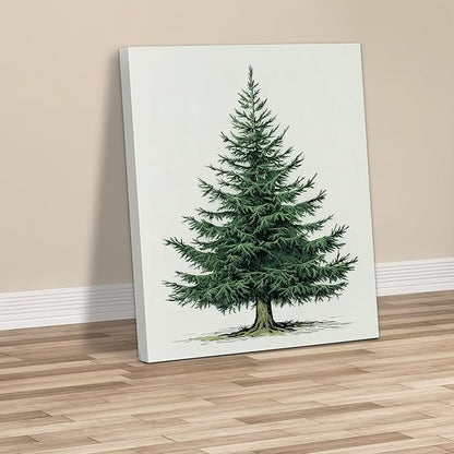 Framed Christmas Pictures Wall Decor,Vintage Pine Tree Prints,Winter Christmas Canvas Wall Art Decoration for Bedroom Bathroom Living Room Rustic Xmas Holiday Gifts (Christmas Tree 5, 16'' X 24'')
