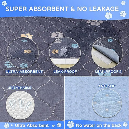 Aitmexcn Washable Puppy Dog Pee Pad, 100% Waterproof Whelping Training Mat for Puppy/Senior Dog, Fast Drying Reusable Puppy Pads for Indoor, Outdoor and Car Travel- 72'' x 72''- 1PC