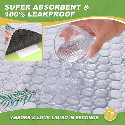 WanpeeGoo Washable Pee Pads for Dogs, 1Pack Reusable Puppy Pads, Super Absorbent & Leakproof Dog Pads, Anti-Slip Dog Pee Pads for Puppy Training & Incontinence, Leaf Pattern 63"x63"