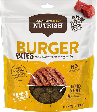 Nutrish Rachael Ray Burger Bites Dog Treats, Beef Recipe with Bison, 12 oz. Pouch