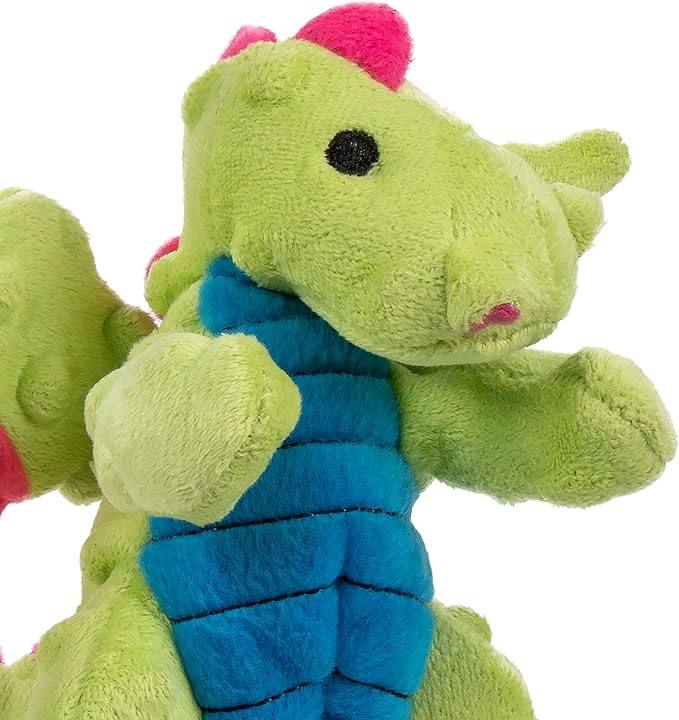 goDog Bubble Plush Dragons Squeaky Dog Toy, Chew Guard Technology - Green, Small