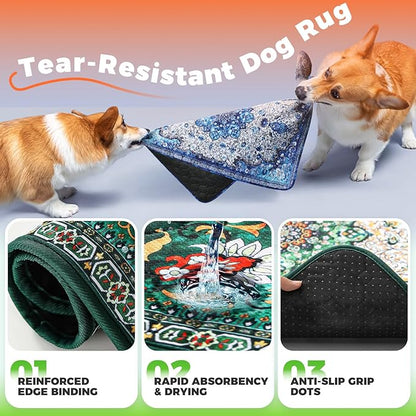 Hompet 2 Pack Super Absorbent Dog Door Mat for Muddy Paws, Washable Pee Pads for Dogs, Reusable Puppy Training Pads, Quick Dry Non-Slip Pet Entryway Rug, Leak-Proof Potty Pad for Indoor Floors 18x28