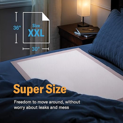 Curera Chucks® Premium Disposable Underpads - 30x36 [100-Pack] Bed Pads | Ultra Absorbent Chux Incontinence Disposable Adult with Adhesive Tape, Leak-Proof Pee Pads Pet Training XX-Large Bulk Pack