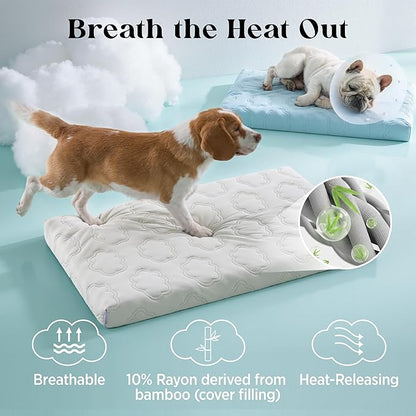 LE SURE ApexCloud™ Cooling Dog Bed for Large Dogs with Washable Cover,35IN | Q-Max>0.5 Cool-Touch Fabric, Orthopedic Egg Crate Foam,Breathable Non-Slip Summer Mat,For Active Senior Long-Haired Pets,Grey