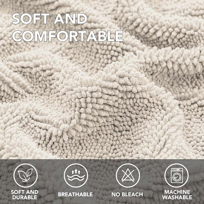 H.VERSAILTEX Non Slip Pet Couch Cover Chenille Dog Bed Protector Thick Soft Sofa Slipcover Pet Friendly Washable Couch Cushion Covers for Pets (30" x 70", Oatmeal)
