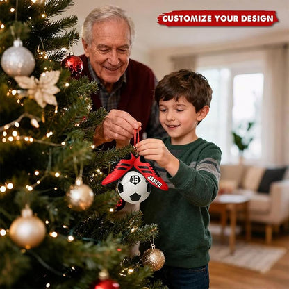NAZENTI Personalized Soccer Ornament, Custom Soccer Christmas Ornament with Name & Number, Unique Sports Keepsake Gift for Boys, Girls, Kids & Teens, Holiday Tree Decoration, Christmas Tree 2D Flat