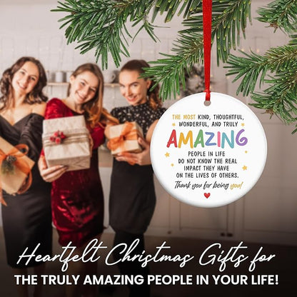 GEEMBI Christmas Coworker Gifts for Women Friends - Ceramic Christmas Ornaments 2025 for Tree Decorations - Inspirational Appreciation Thank You Gifts for Coworkers Work Bestie, Stocking Stuffers