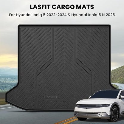 LASFIT Cargo Mat for Hyundai Ioniq 5 2022-2024/ IONIQ 5 N 2025, All Weather TPE Custom Fit Easy Clean Car Trunk Mat for Hyundai Ioniq 5 2022-2024/ IONIQ 5 N 2025 Cargo Liner, Black