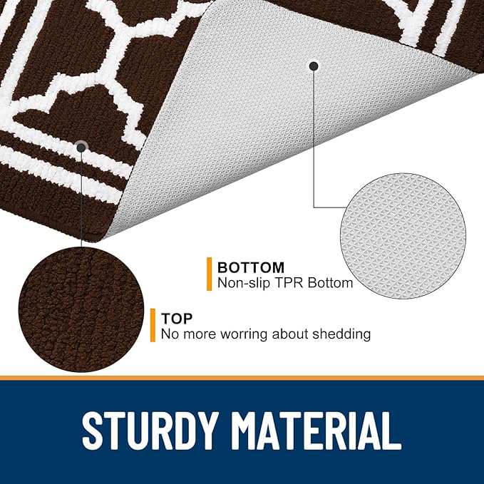 Buganda Indoor Door Mat, Dirt-Resistant and Absorbent Doormat, Anti-Slip, Low Profile Floor Mats for Inside Entryway, Front, and Back Door Entrance (32x20 Inches, Dark Brown)