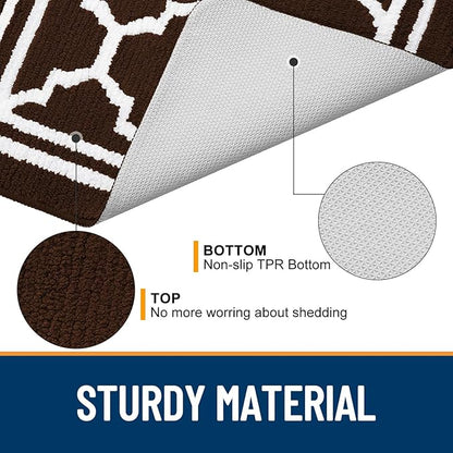 Buganda Indoor Door Mat, Dirt-Resistant and Absorbent Doormat, Anti-Slip, Low Profile Floor Mats for Inside Entryway, Front, and Back Door Entrance (32x20 Inches, Dark Brown)