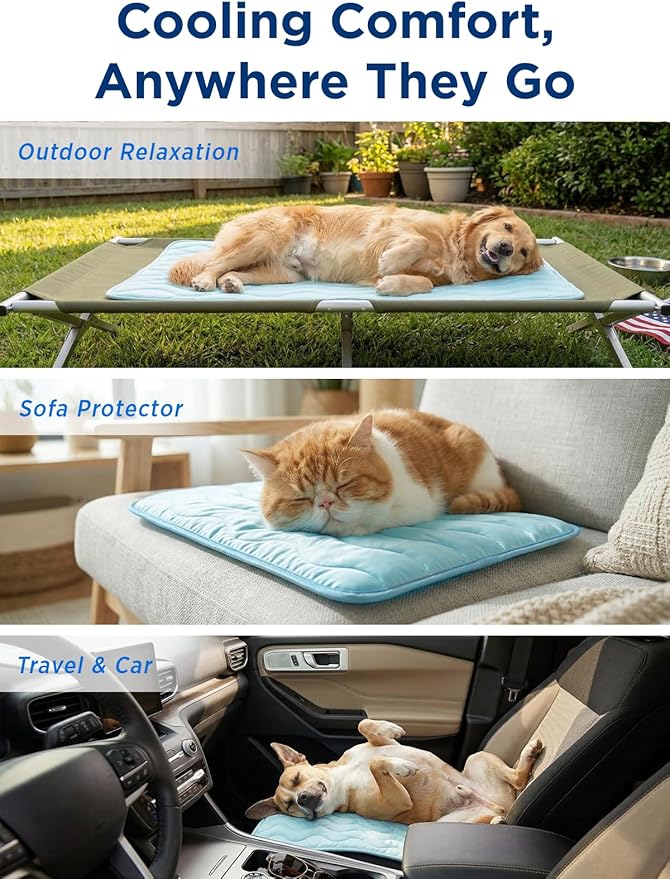 furrybaby Dog Cooling Mat for Large Dogs, 43"x32" Self Cooling Pet Cooling Mat for Dogs & Cats, QMAX>0.5, Thickened Cool Fiber, Cooling pad for Dog Bed, Durable Portable Indoor/Outdoor Summer
