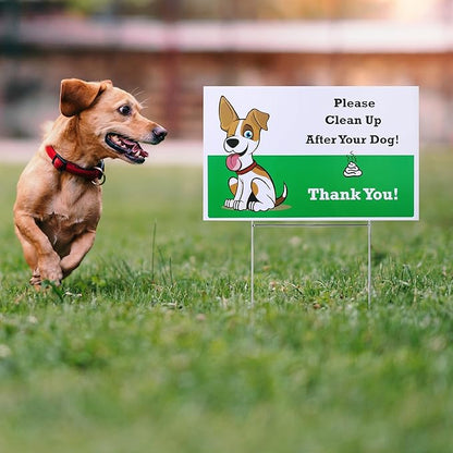 Mr. Pen- No Pooping Dog Signs for Yard, Clean Up After Your Dog Signs with H-Stake Stand, Waterproof