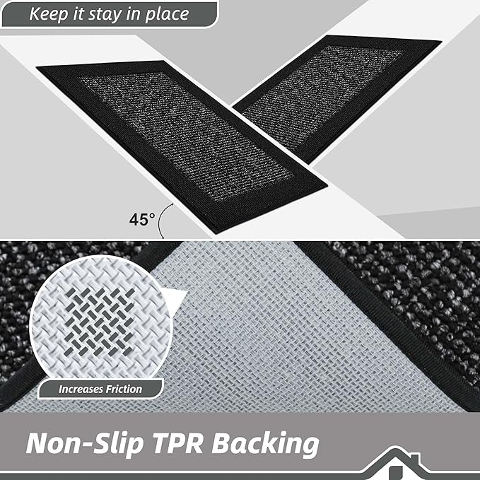 BEQHAUSE Indoor Door Mat 20" x 48", Dirt Trapper Door Mats Non-Slip Entryway Rugs Washable, Resist Dirt Absorbent Welcome Mat, Low Profile Floor Mats for Front Back Door and Entryway, Black