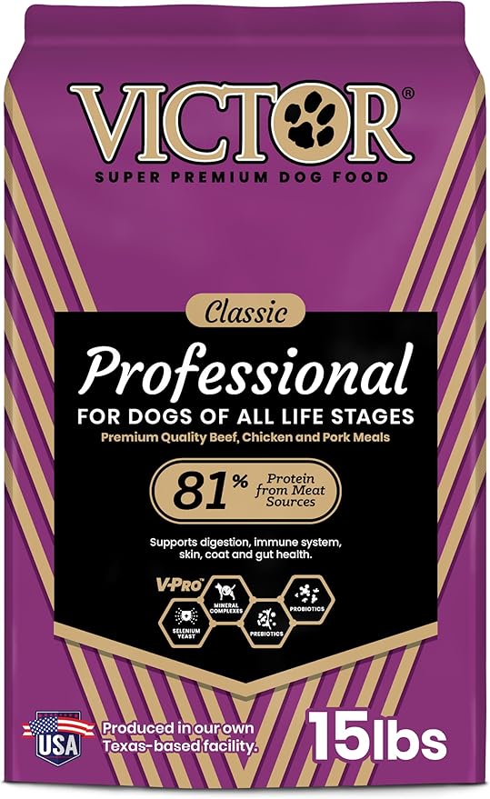 VICTOR Super Premium Dog Food – Professional Dry Dog Food – Super Premium Kibble with 26% Protein – Gluten-Free with Beef, Chicken & Pork Meals – for High Energy and Active Dogs & Puppies, 15lbs