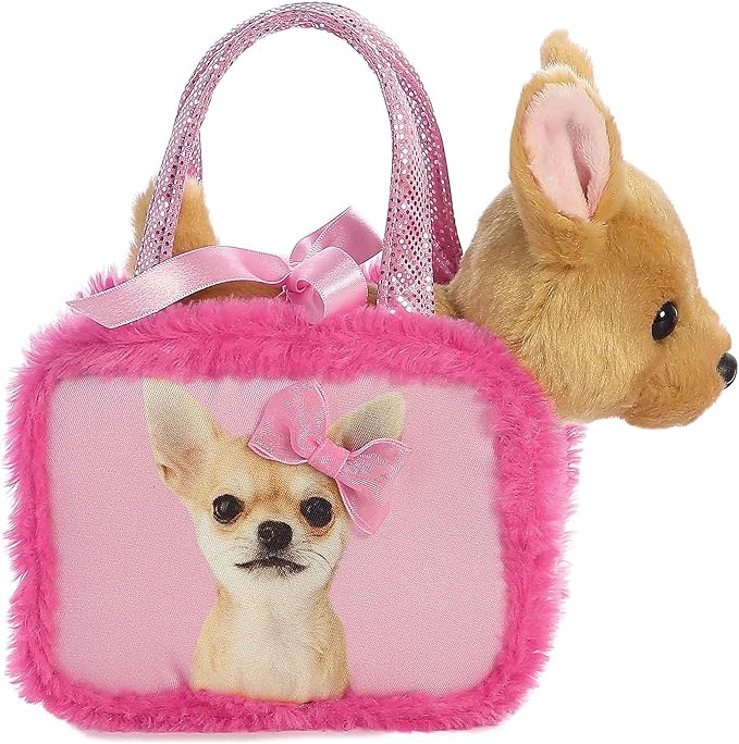 Aurora® Fashionable Fancy Pals™ Pretty in Pink Stuffed Animal - Mini Plush with Purse for Dress Up Fun - Perfect for Kids 3+ Years, Costumes, and Birthdays - Multicolor 6.5 Inches