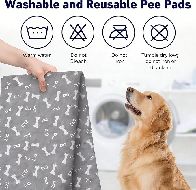 Puppy Pads with Pheromones, Washable Pee Pads for Dogs Potty Training, Reusable Dog Mat with Pet Hair Removal Gloves for Playpen, Crate, Whelping Box (Green,M)